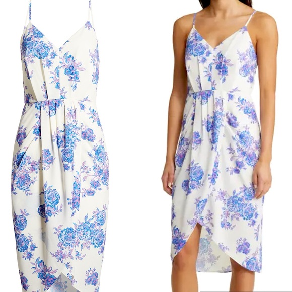 Chelsea28 Dresses & Skirts - Chelsea 28 Sleeveless Faux Wrap Dress in Ivory Garden